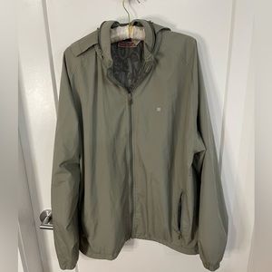 Quicksilver Y2K Beige Zip Up Windbreaker with Hidden Hood XL